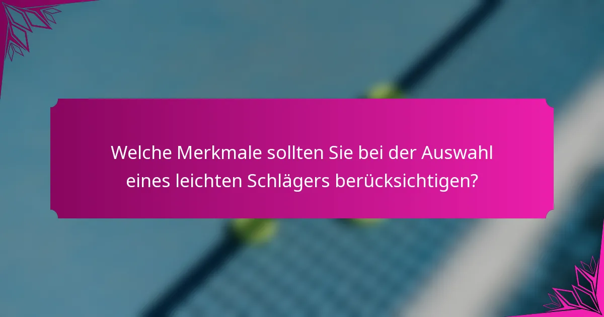 Welche Merkmale sollten Sie bei der Auswahl eines leichten Schlägers berücksichtigen?