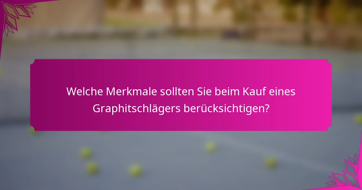 Welche Merkmale sollten Sie beim Kauf eines Graphitschlägers berücksichtigen?