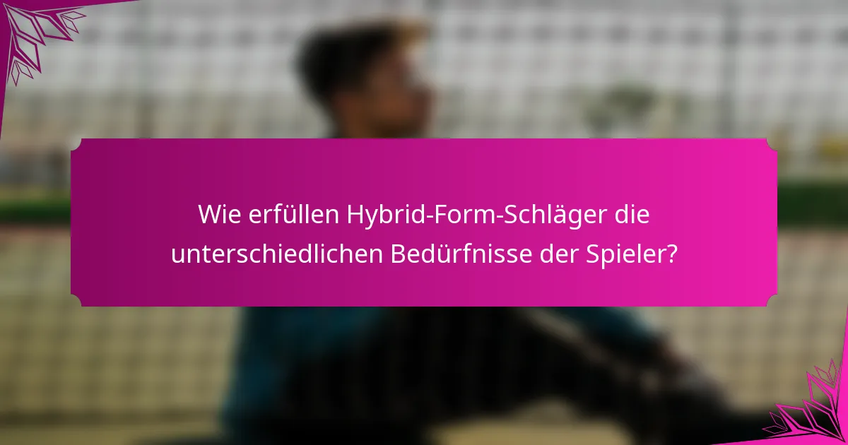 Wie erfüllen Hybrid-Form-Schläger die unterschiedlichen Bedürfnisse der Spieler?