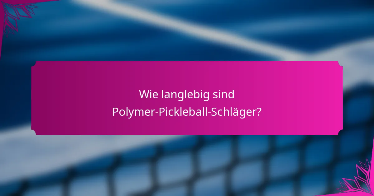Wie langlebig sind Polymer-Pickleball-Schläger?