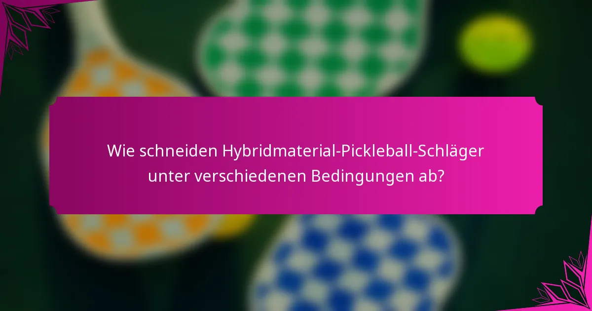 Wie schneiden Hybridmaterial-Pickleball-Schläger unter verschiedenen Bedingungen ab?