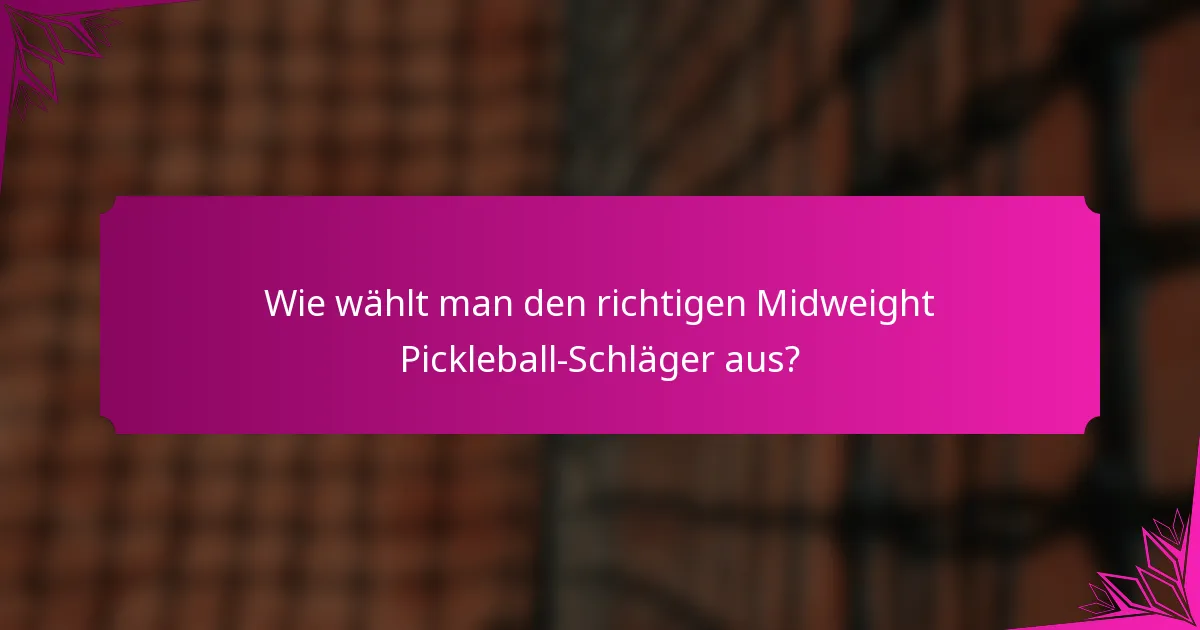 Wie wählt man den richtigen Midweight Pickleball-Schläger aus?